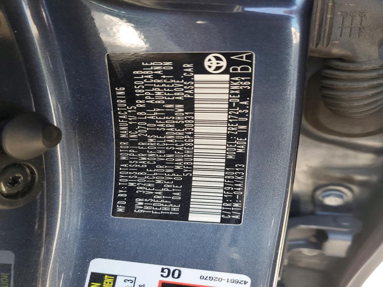 2016 TOYOTA COROLLA