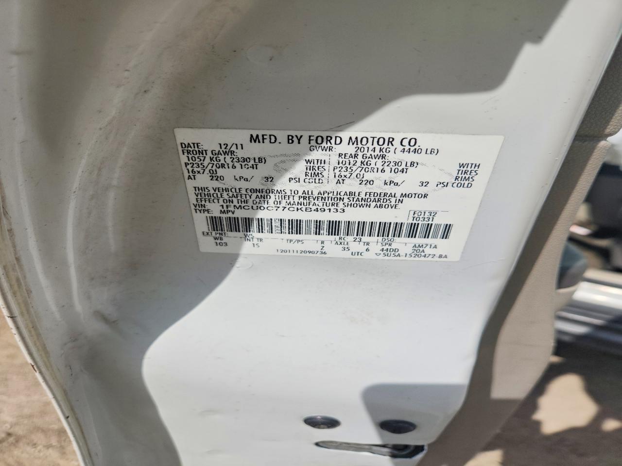 2012 FORD ESCAPE
