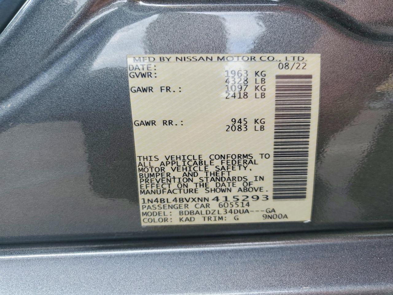 2022 NISSAN ALTIMA