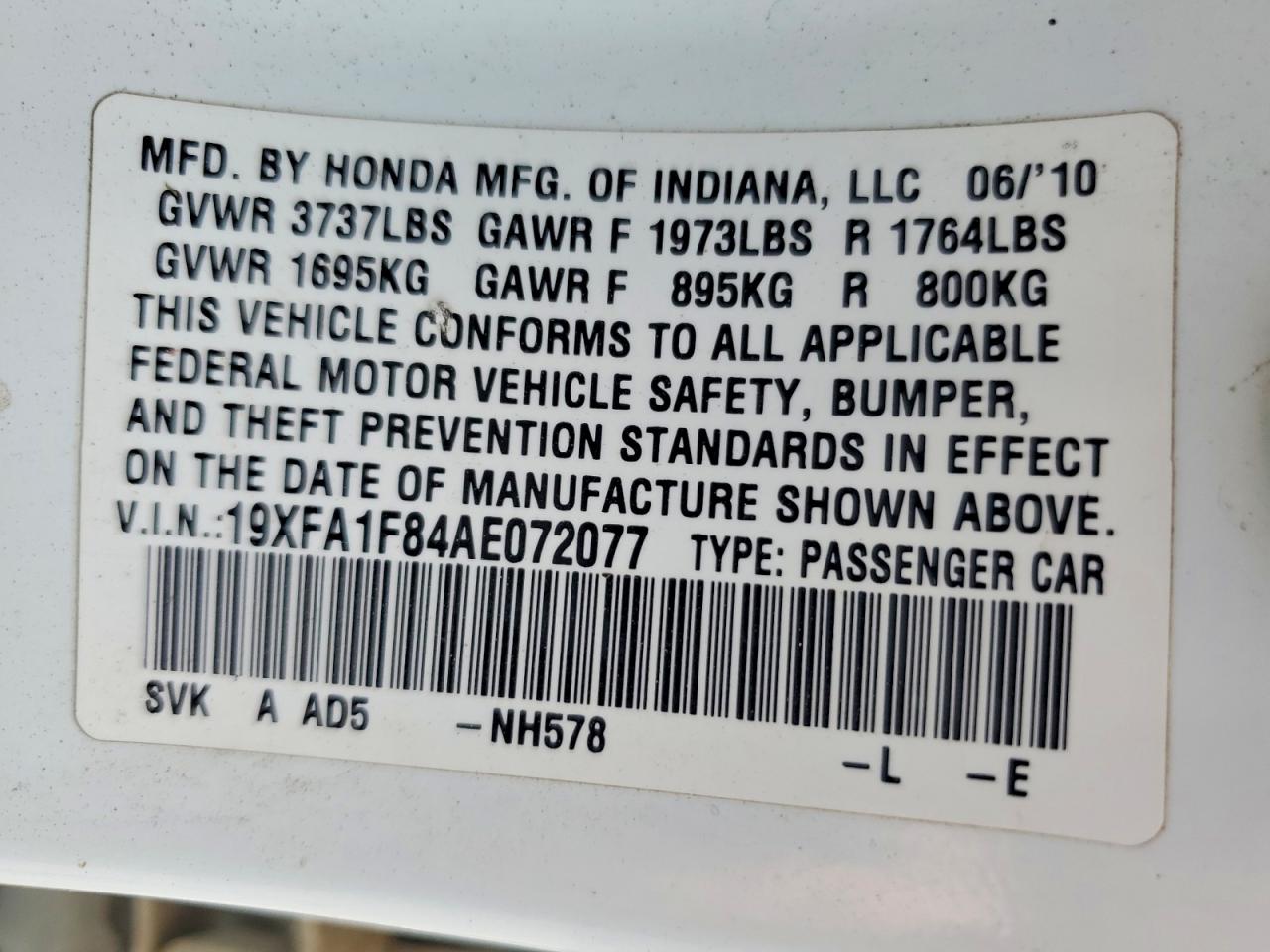 2010 HONDA CIVIC
