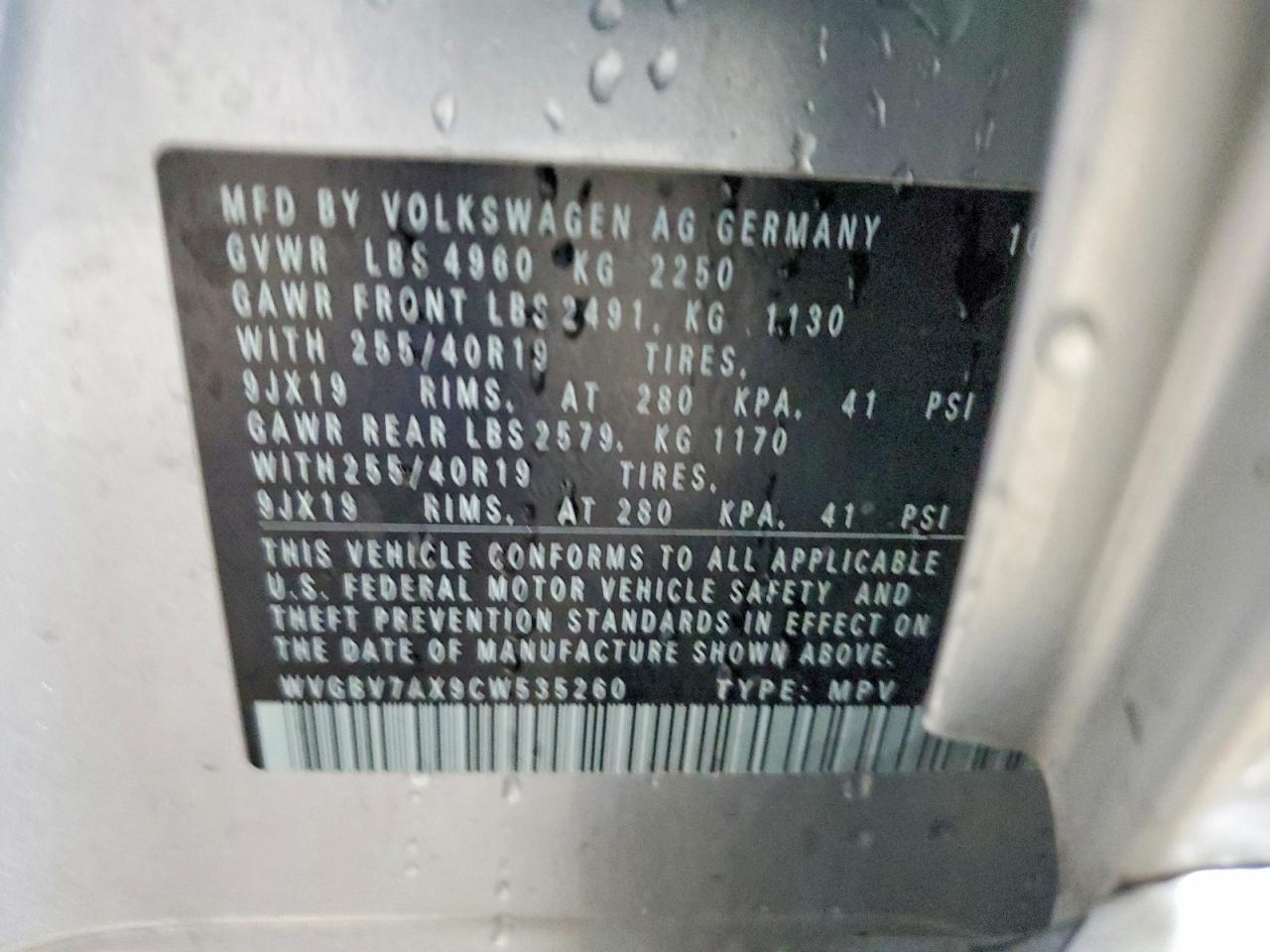 2012 VOLKSWAGEN TIGUAN