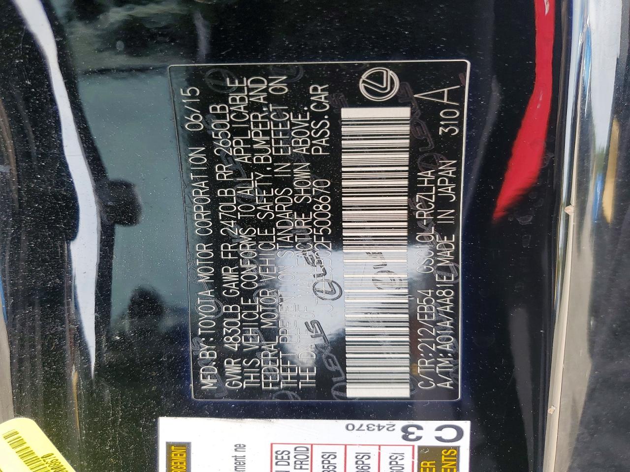 2015 LEXUS RX350