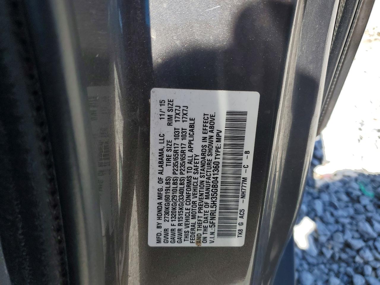 2016 HONDA ODYSSEY