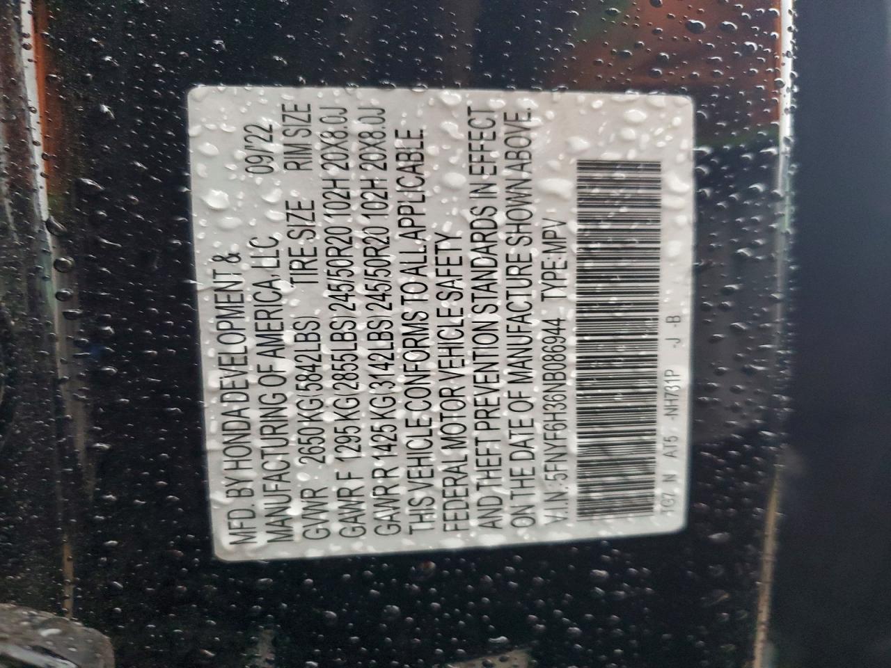 2022 HONDA PILOT
