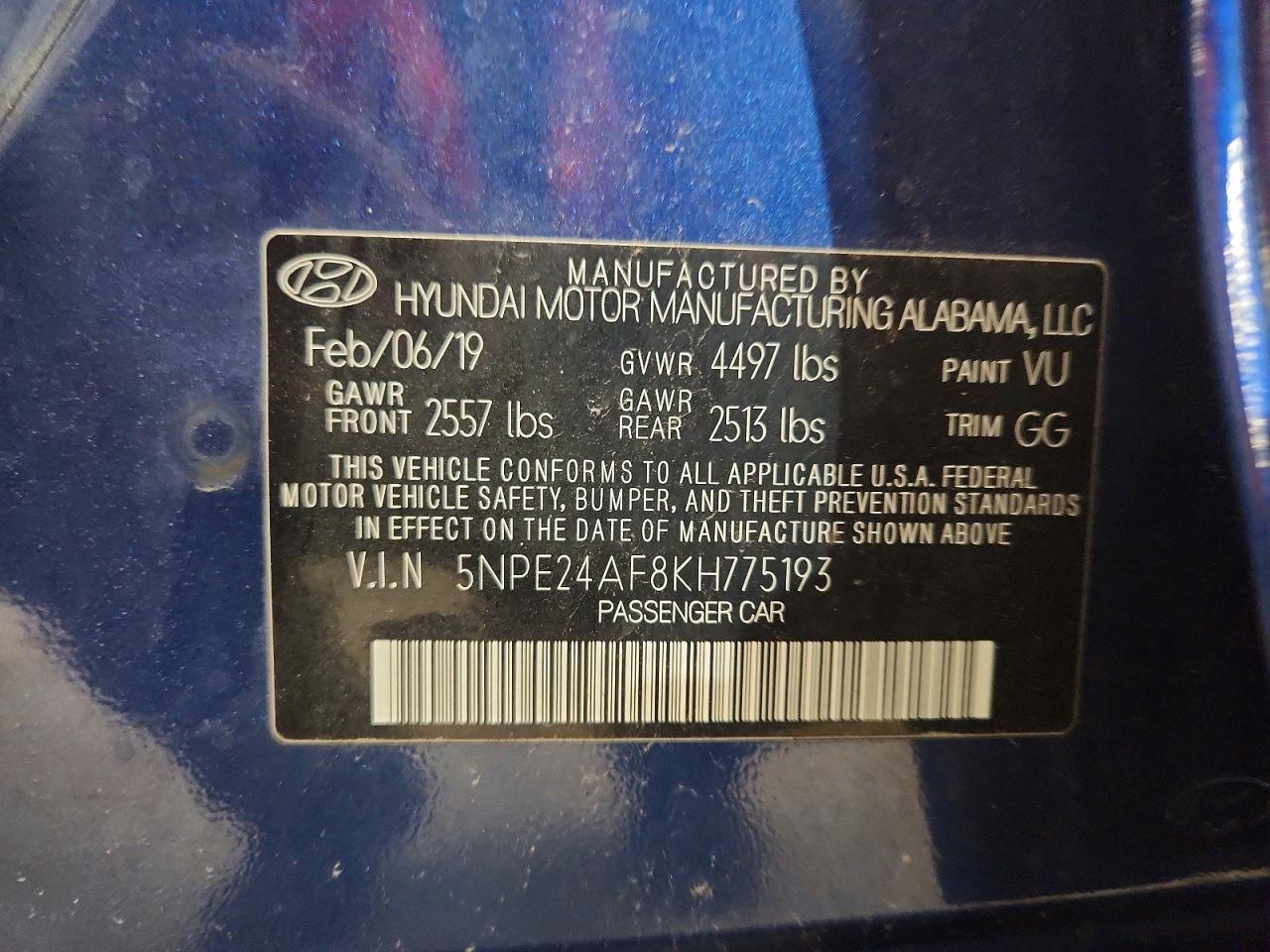 2019 HYUNDAI SONATA