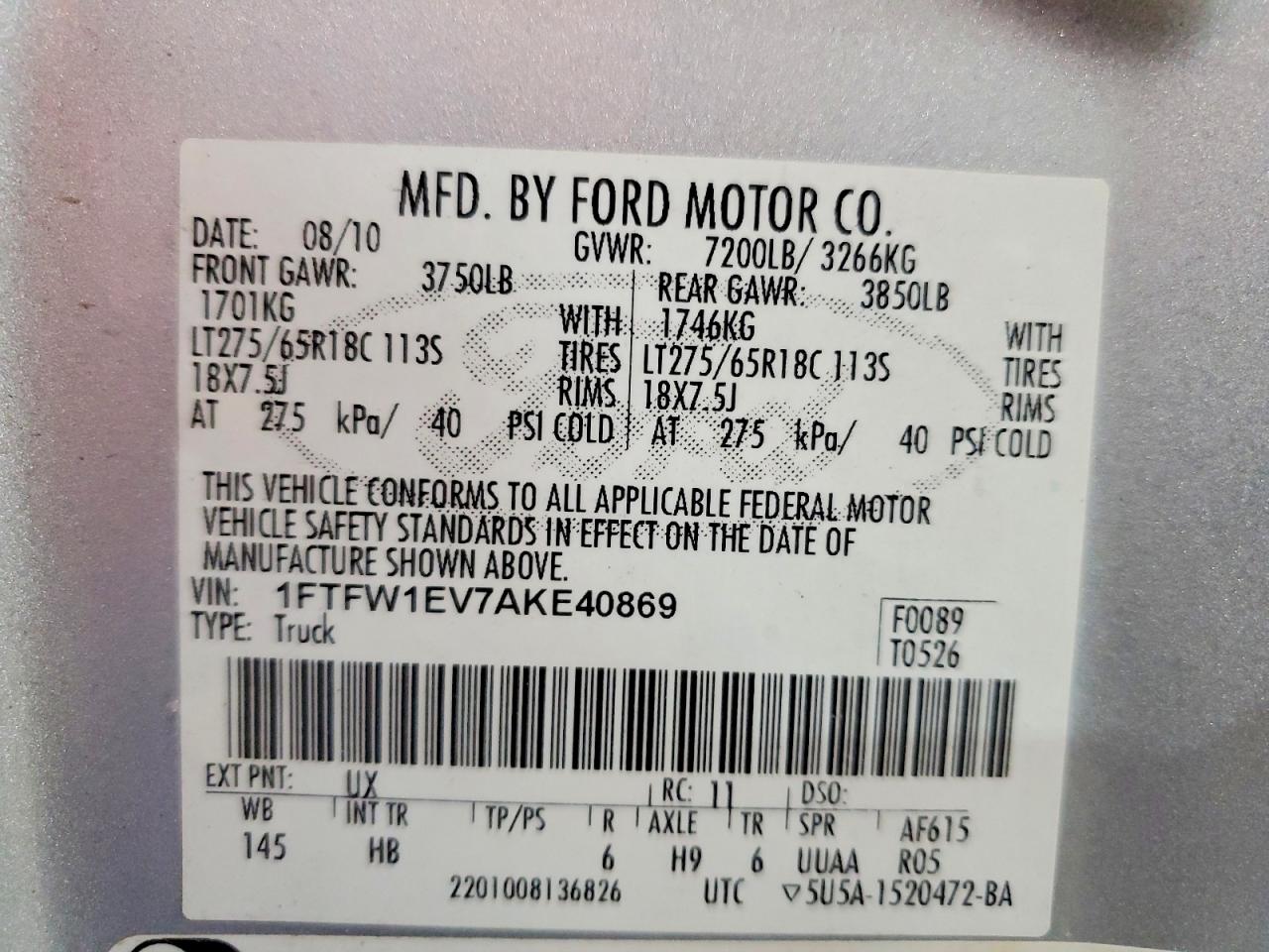 2010 FORD F150