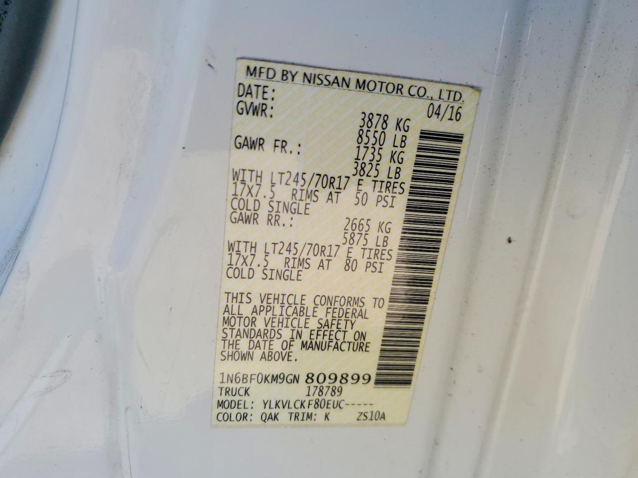 2016 NISSAN NV