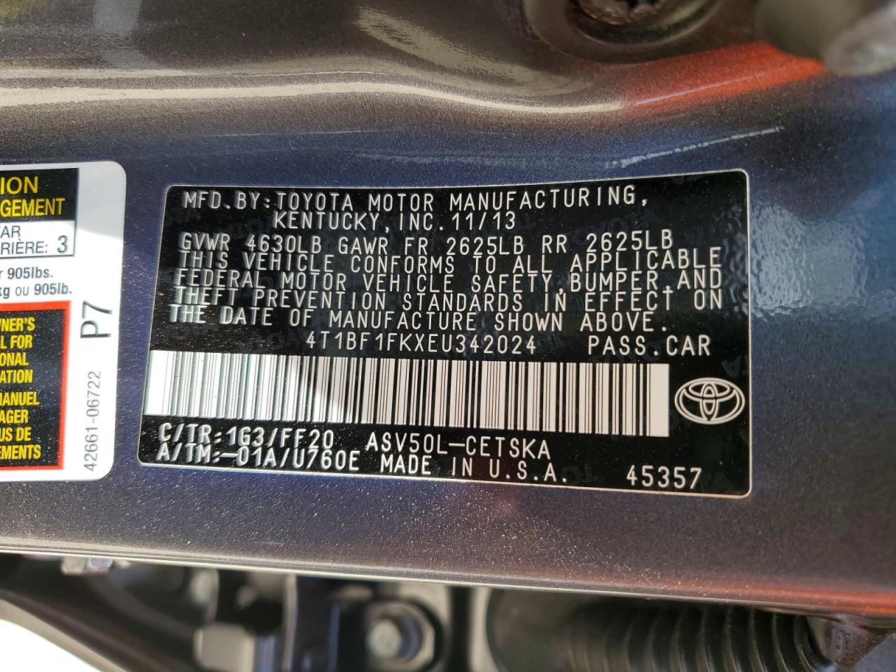 2014 TOYOTA CAMRY