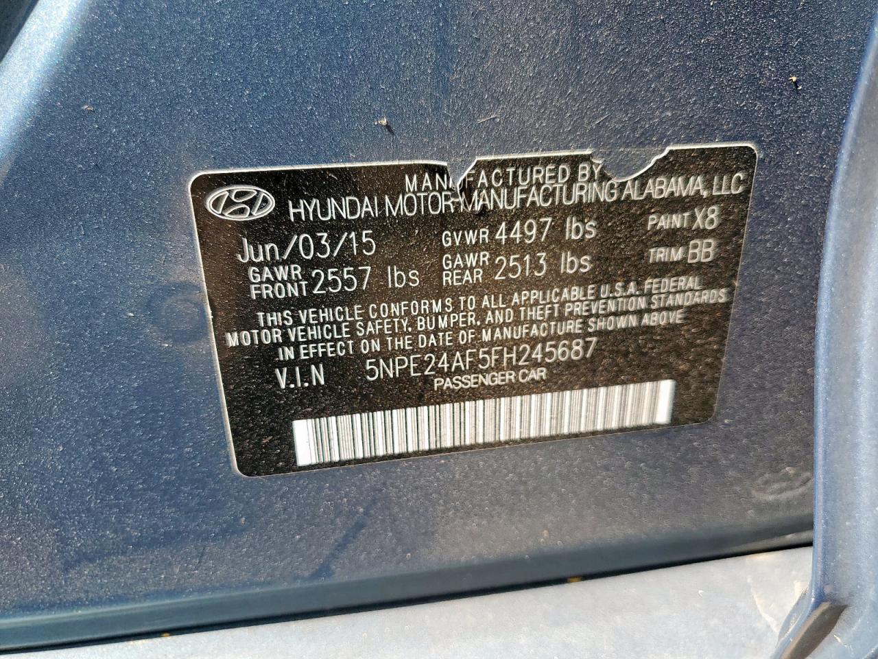 2015 HYUNDAI SONATA