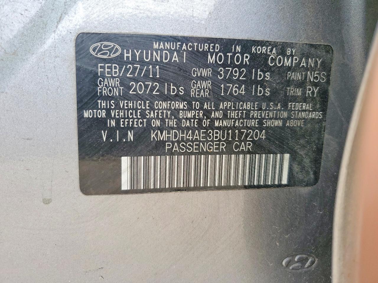 2011 HYUNDAI ELANTRA