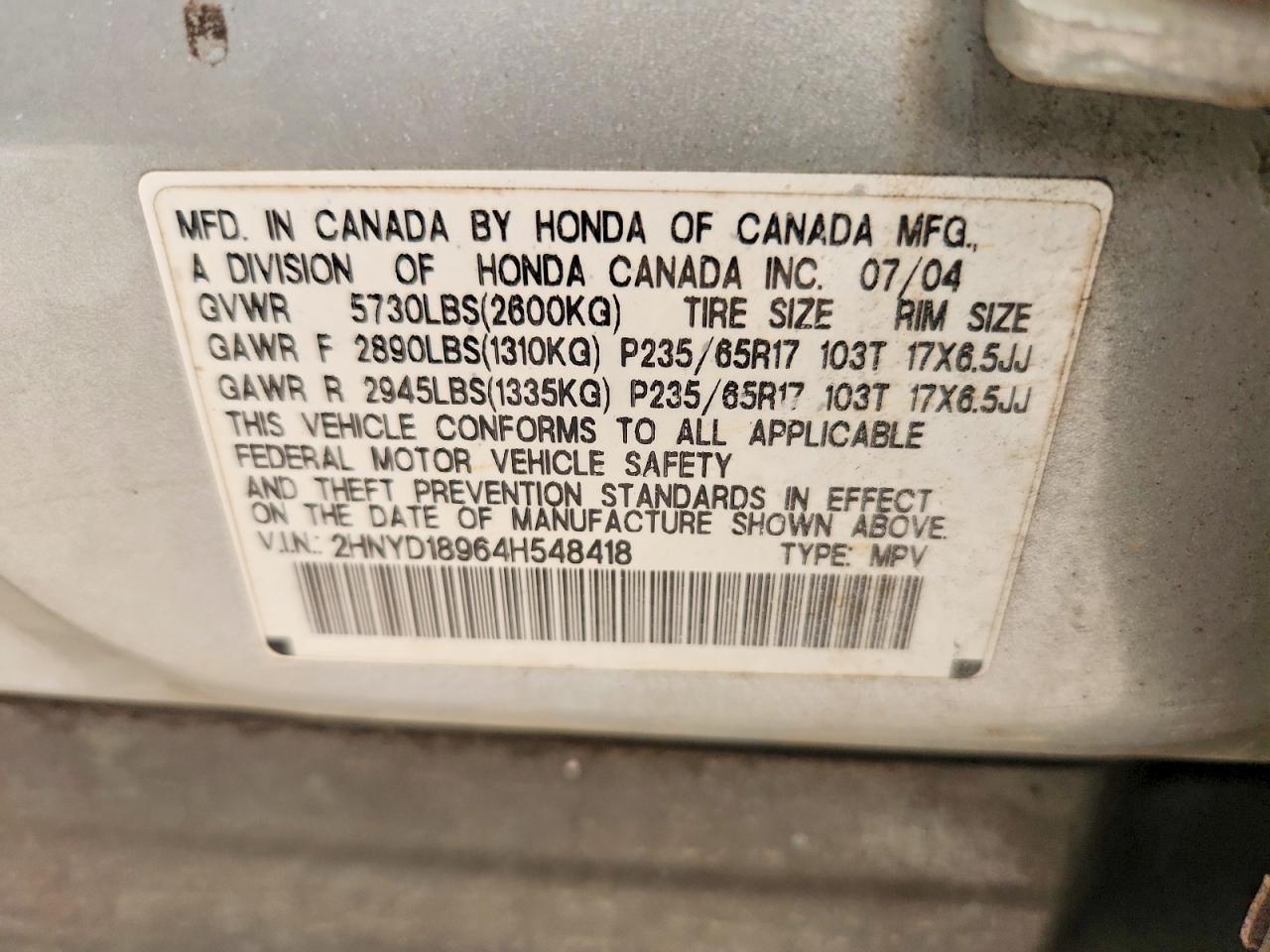 2004 ACURA MDX