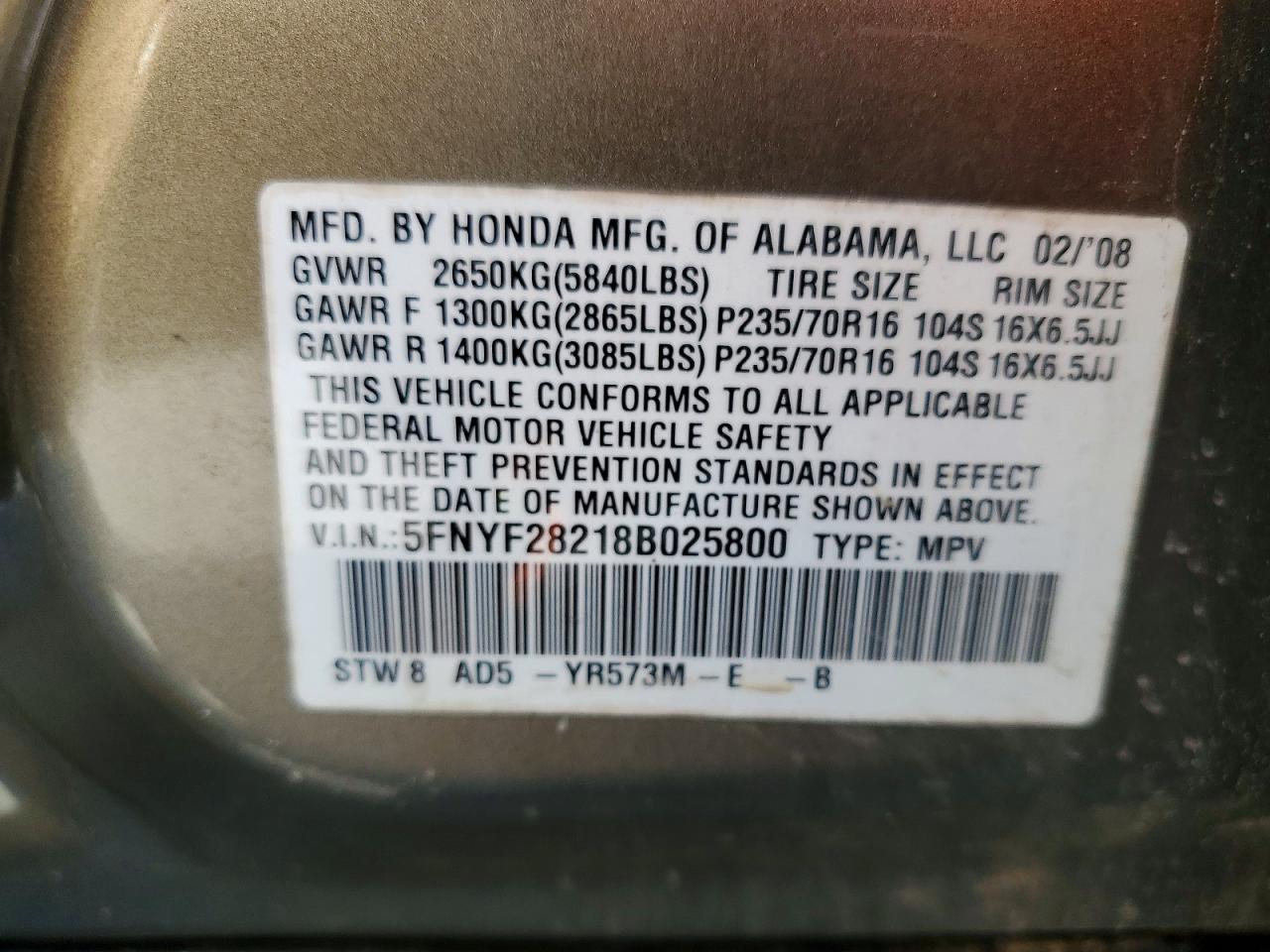 2008 HONDA PILOT