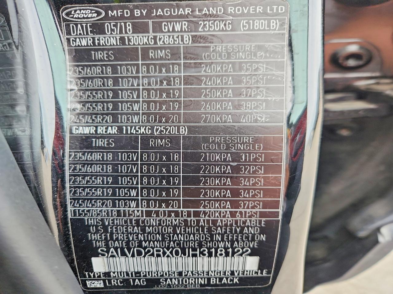 2018 LAND ROVER RANGEROVER