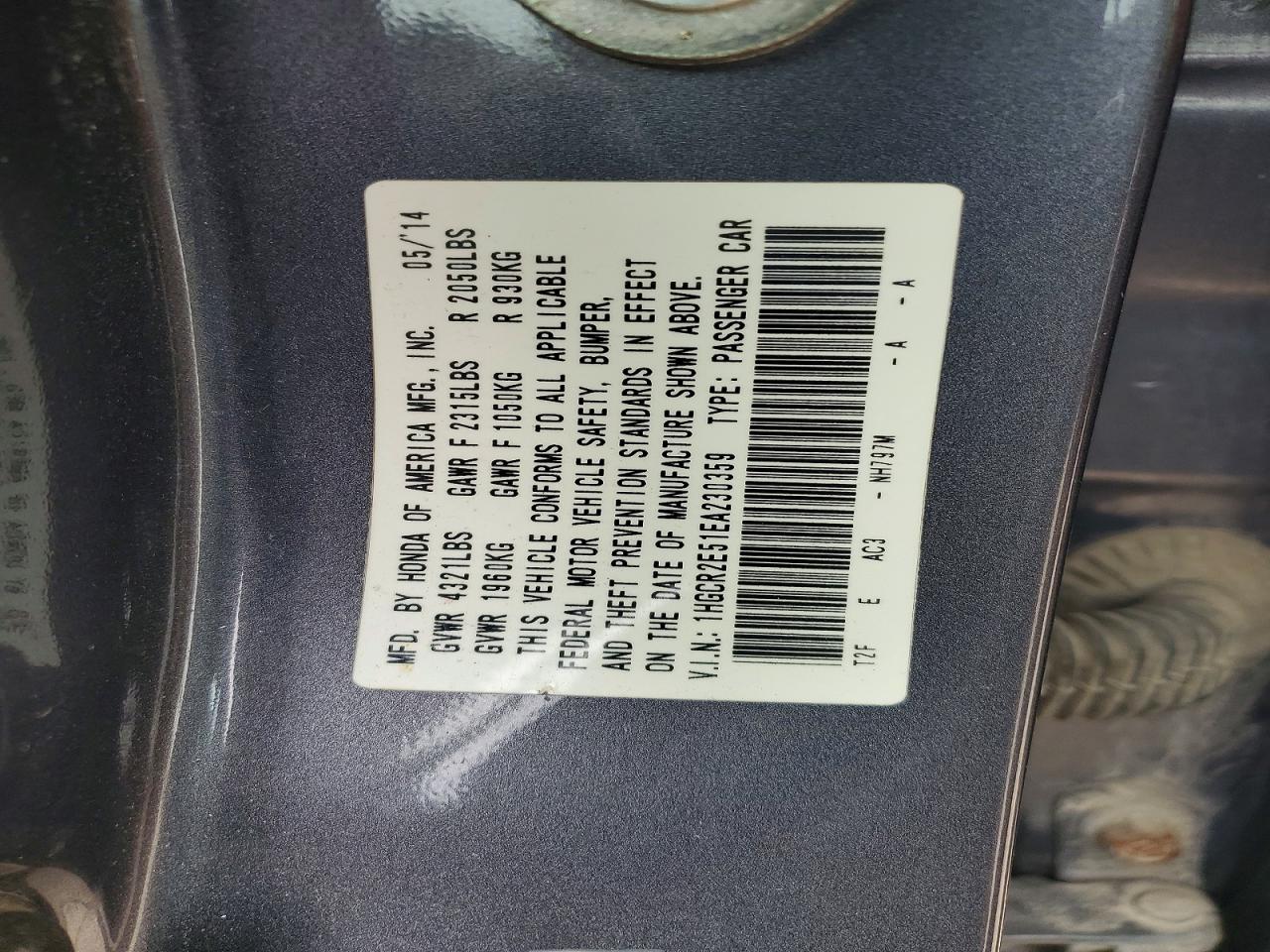 2014 HONDA ACCORD