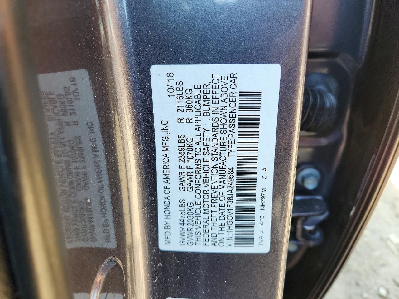 2018 HONDA ACCORD