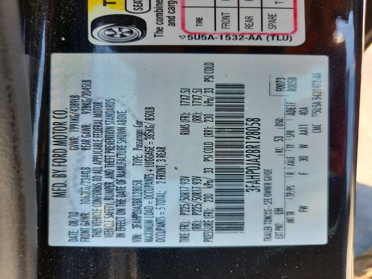 2011 FORD FUSION