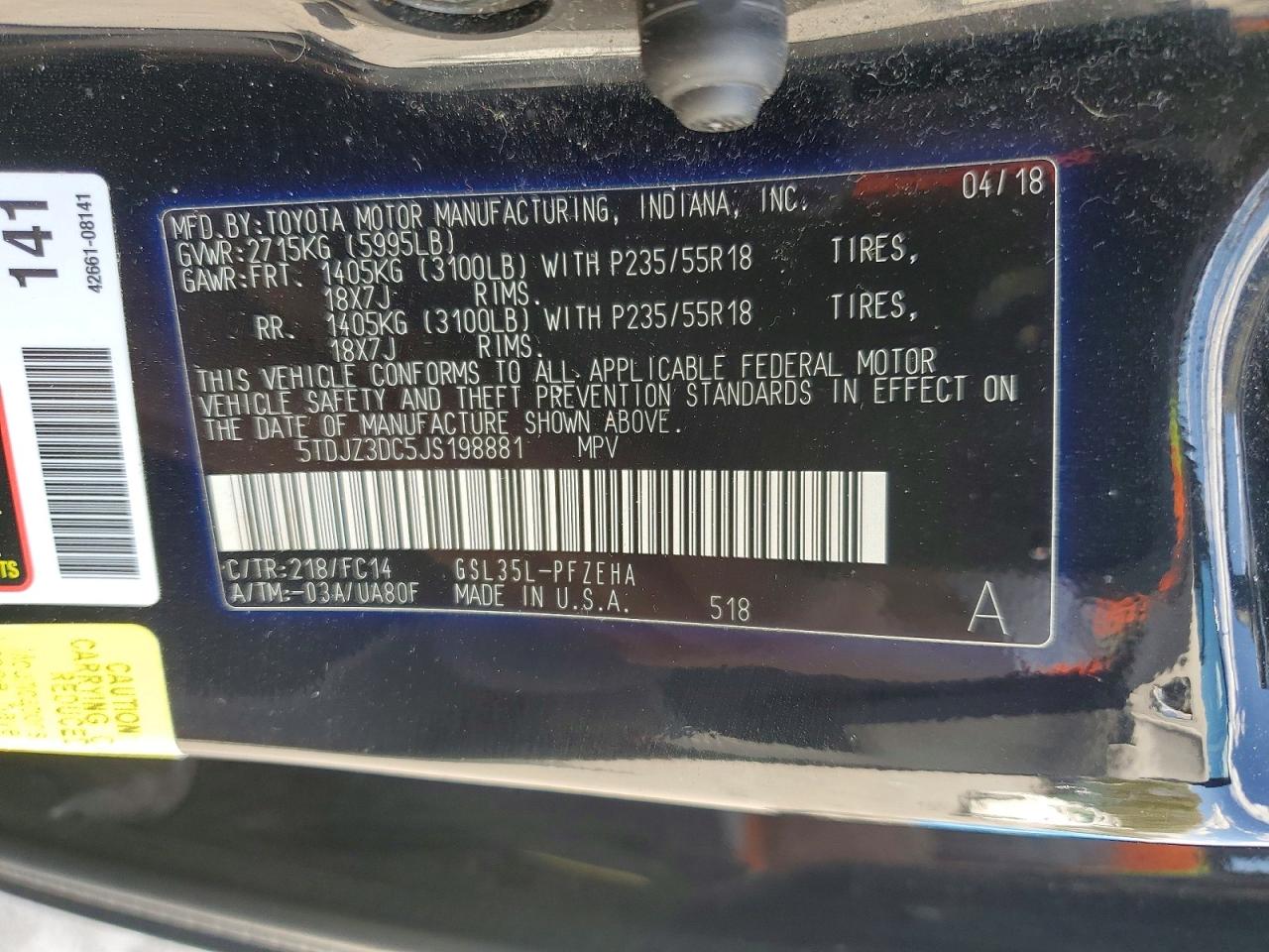 2018 TOYOTA SIENNA