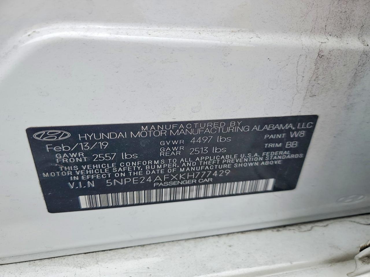 2019 HYUNDAI SONATA