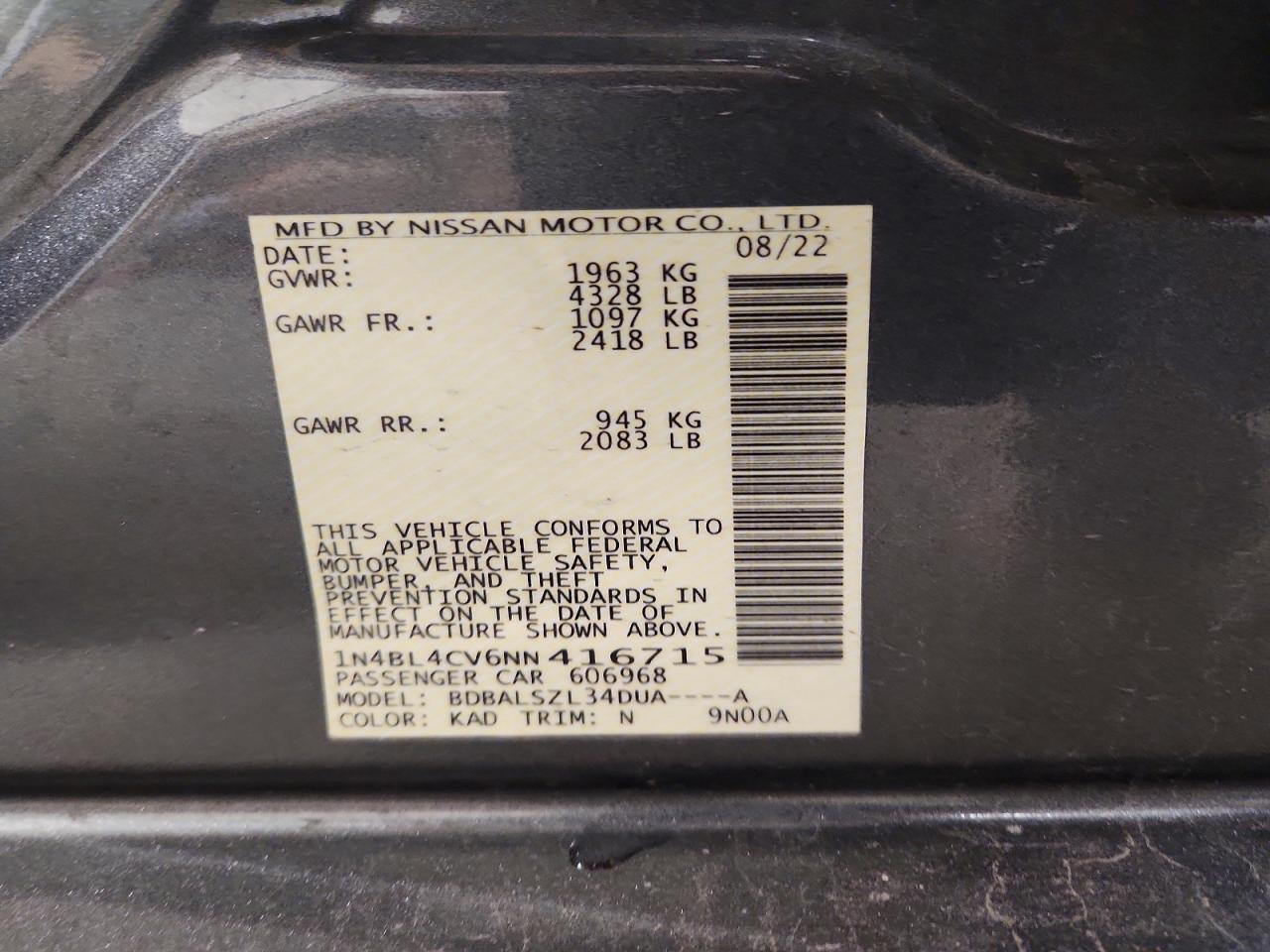 2022 NISSAN ALTIMA