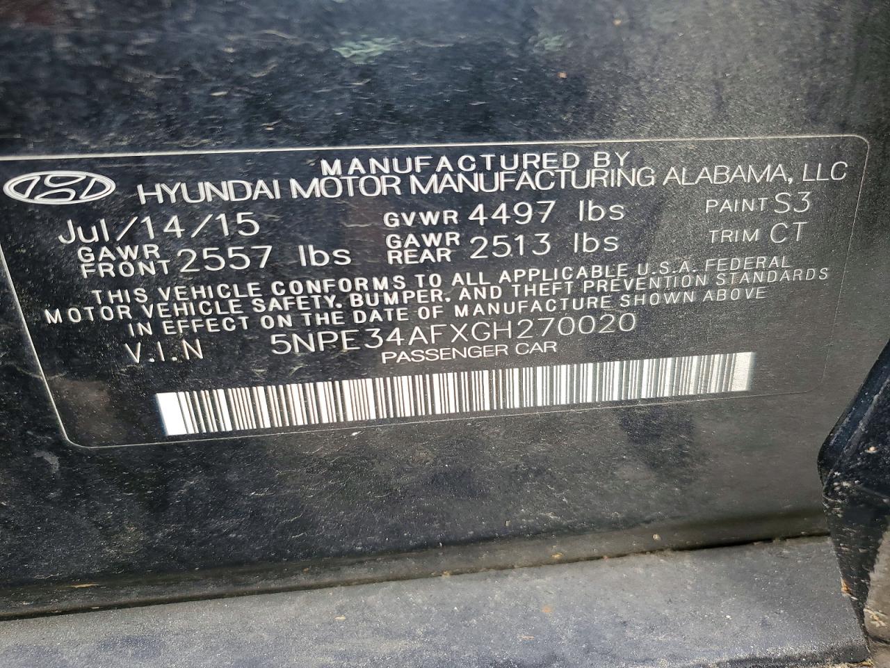 2016 HYUNDAI SONATA