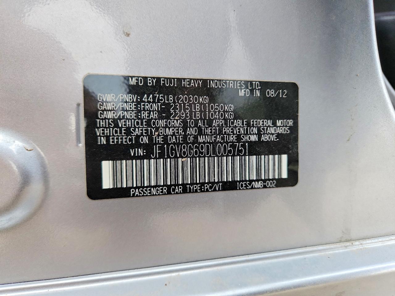 2013 SUBARU IMPREZA