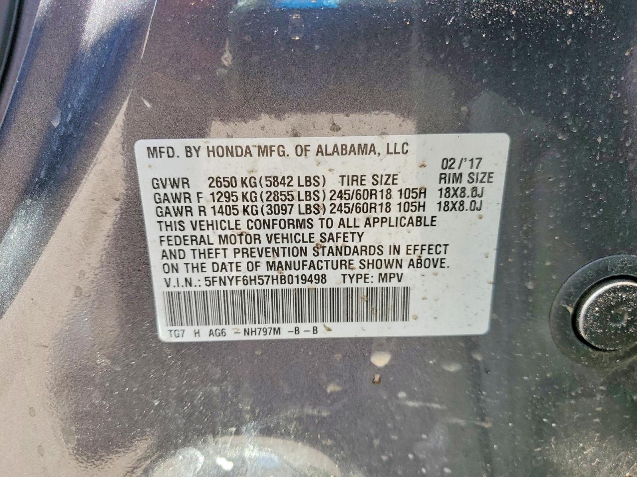 2017 HONDA PILOT