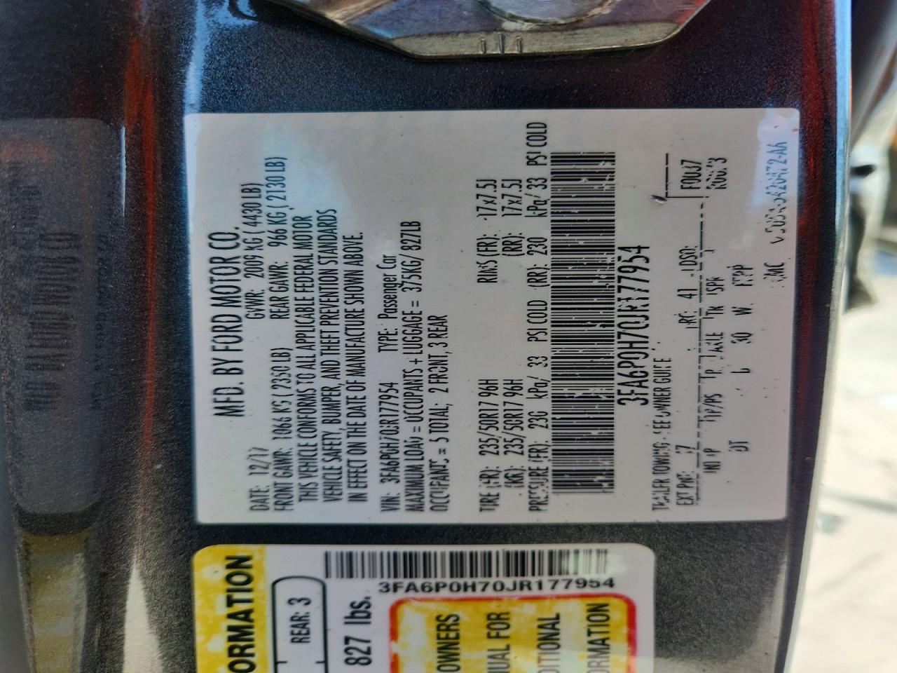2018 FORD FUSION