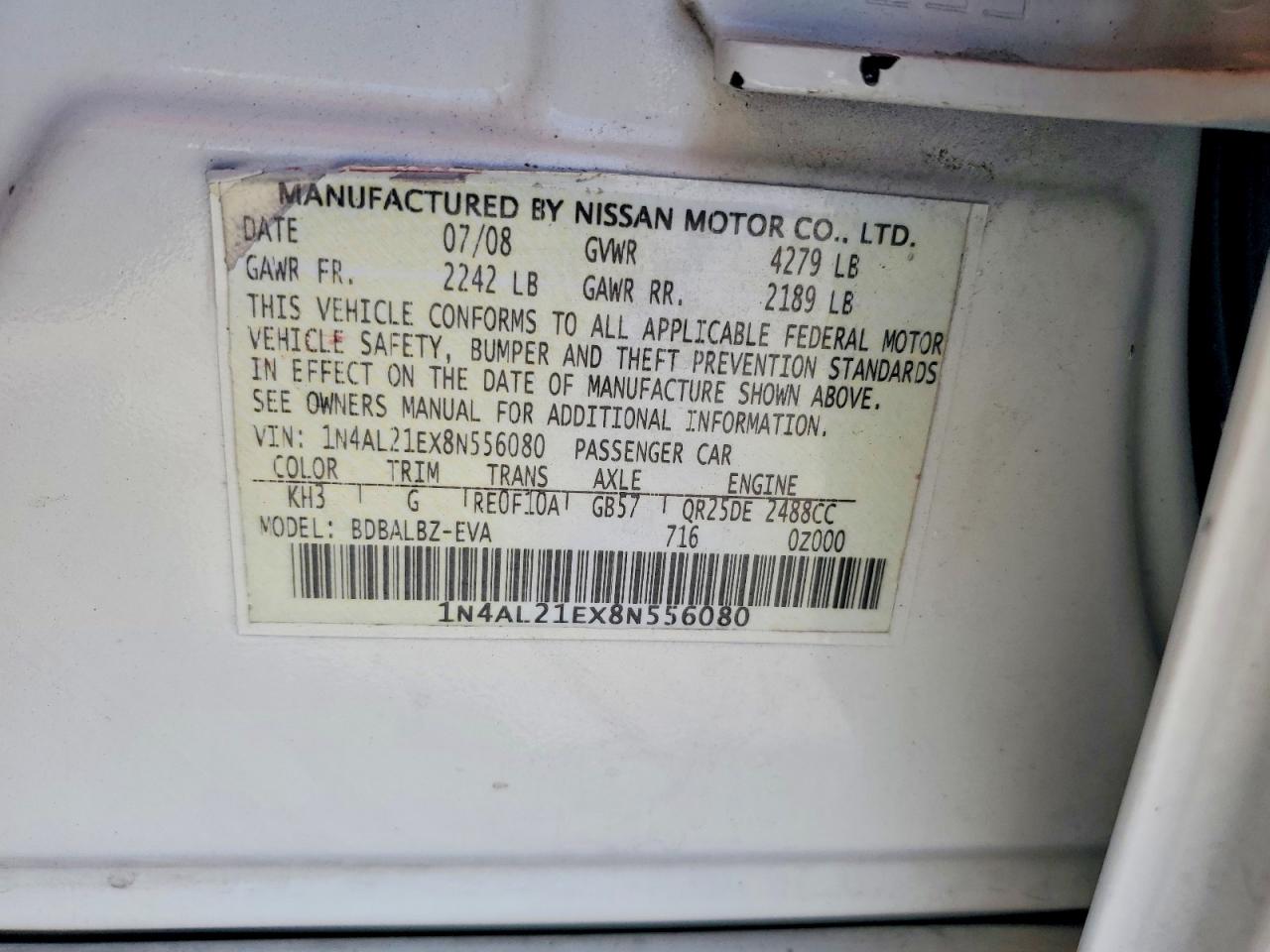 2008 NISSAN ALTIMA