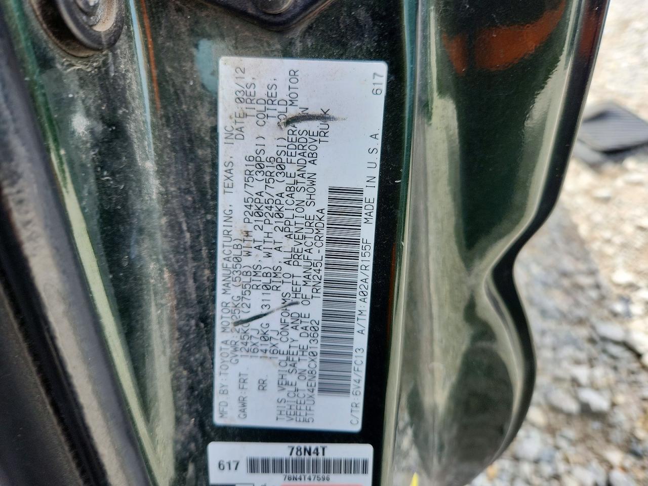 2012 TOYOTA TACOMA