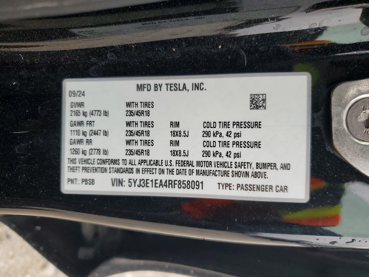 2024 TESLA MODEL 3