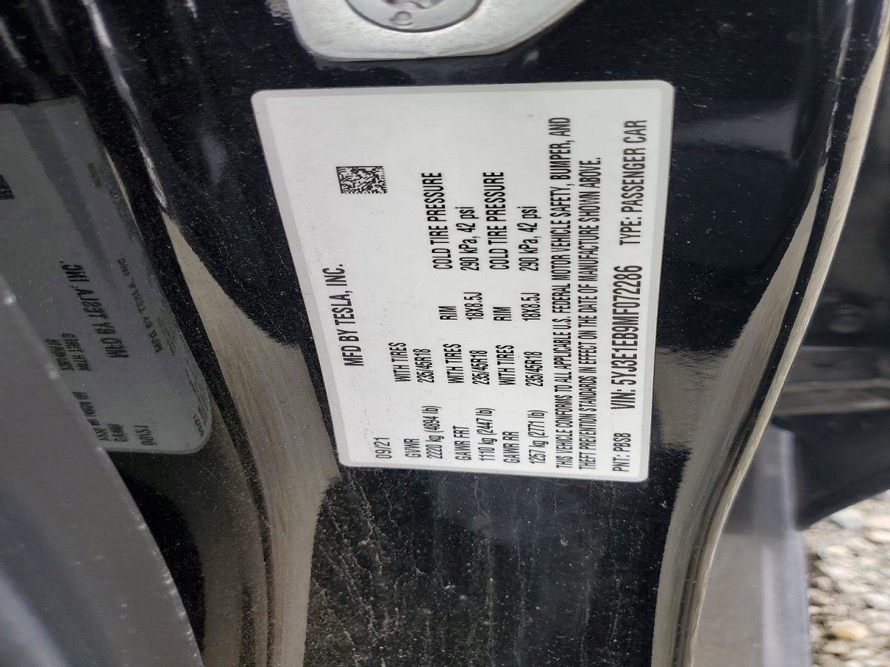 2021 TESLA MODEL 3