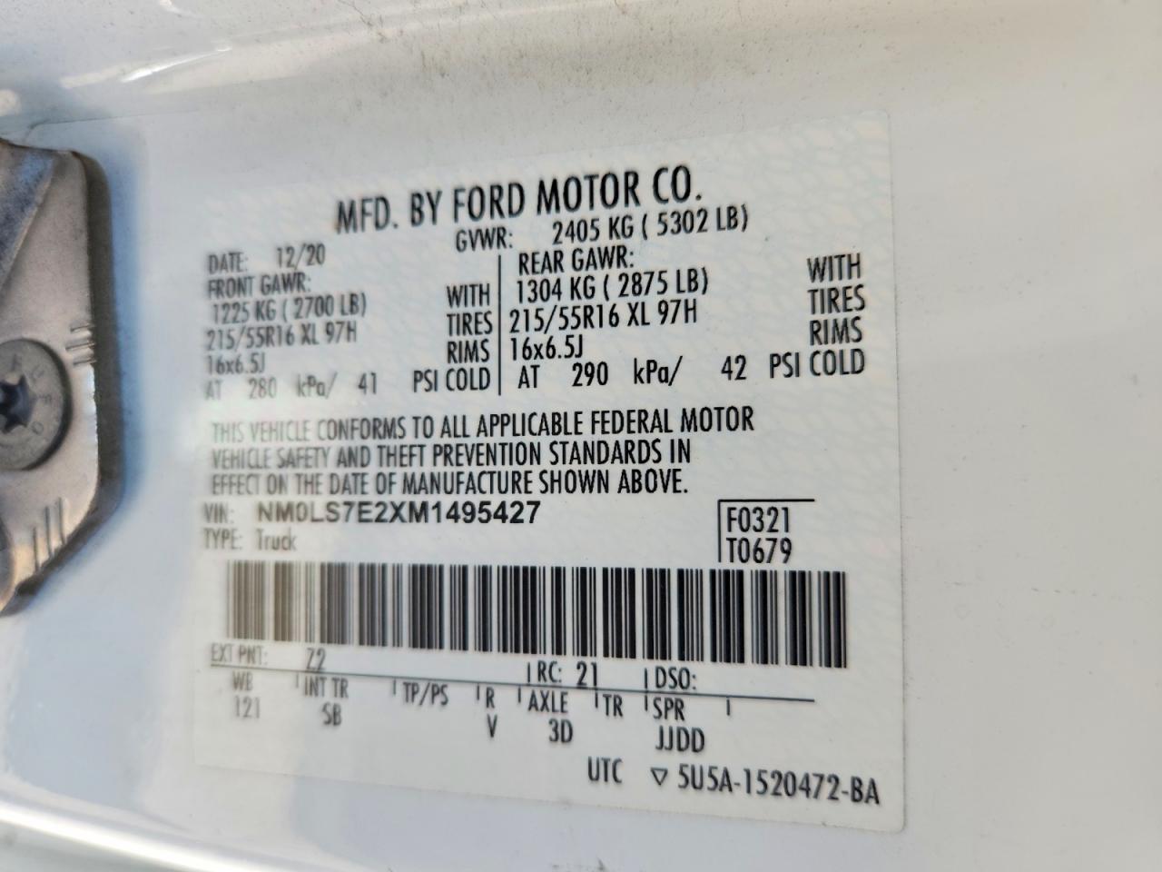 2021 FORD TRANSIT