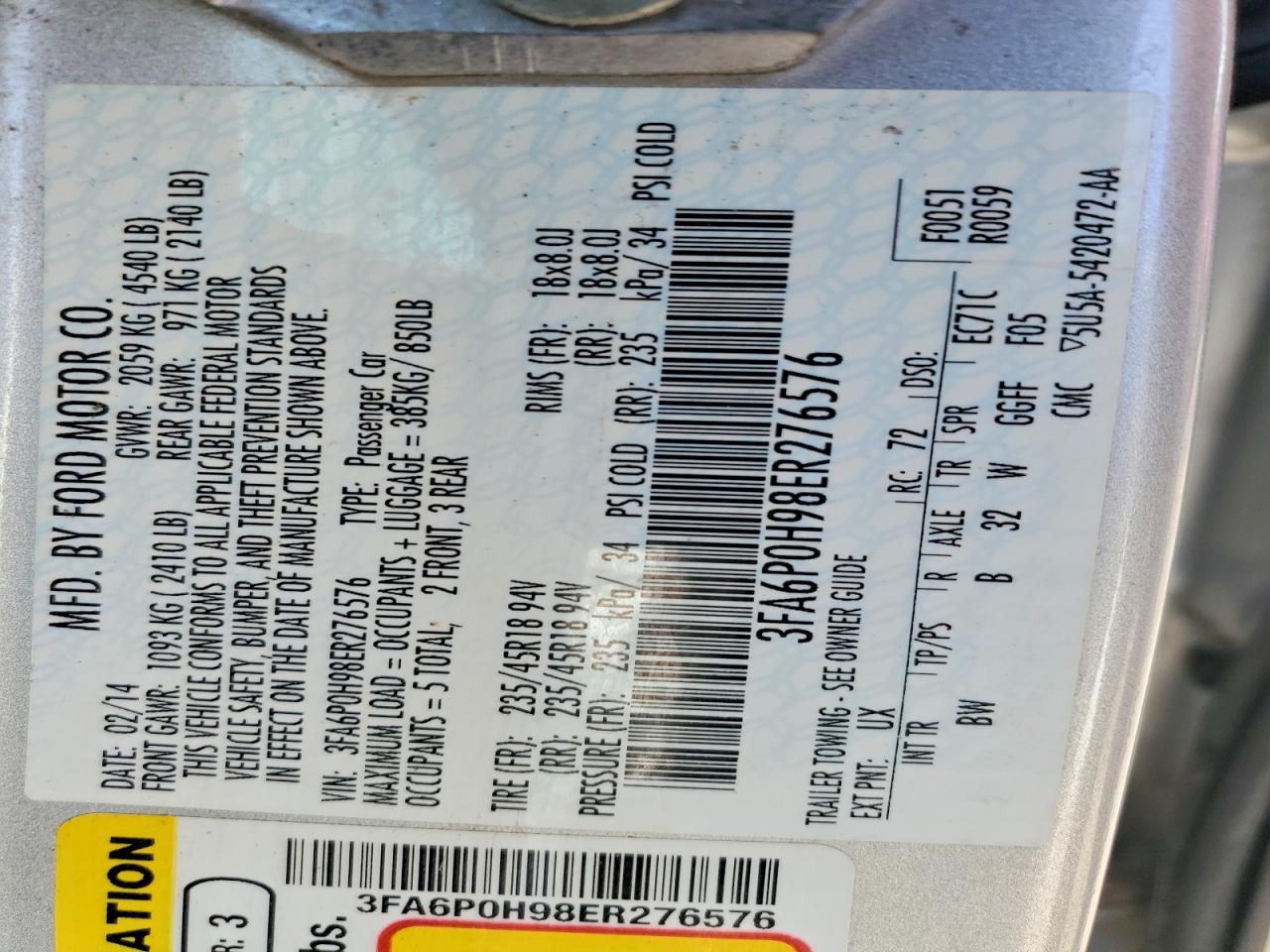 2014 FORD FUSION