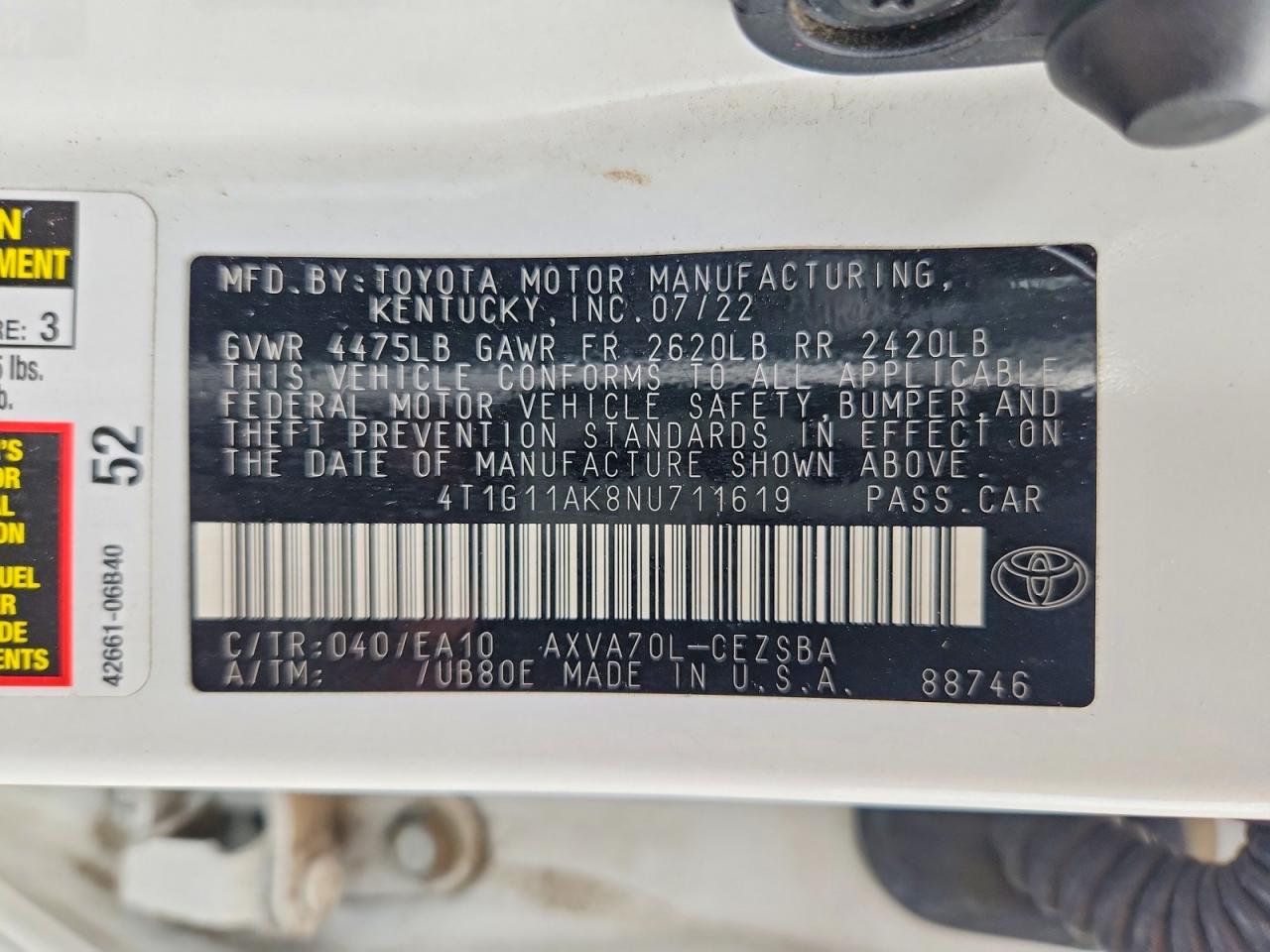 2022 TOYOTA CAMRY
