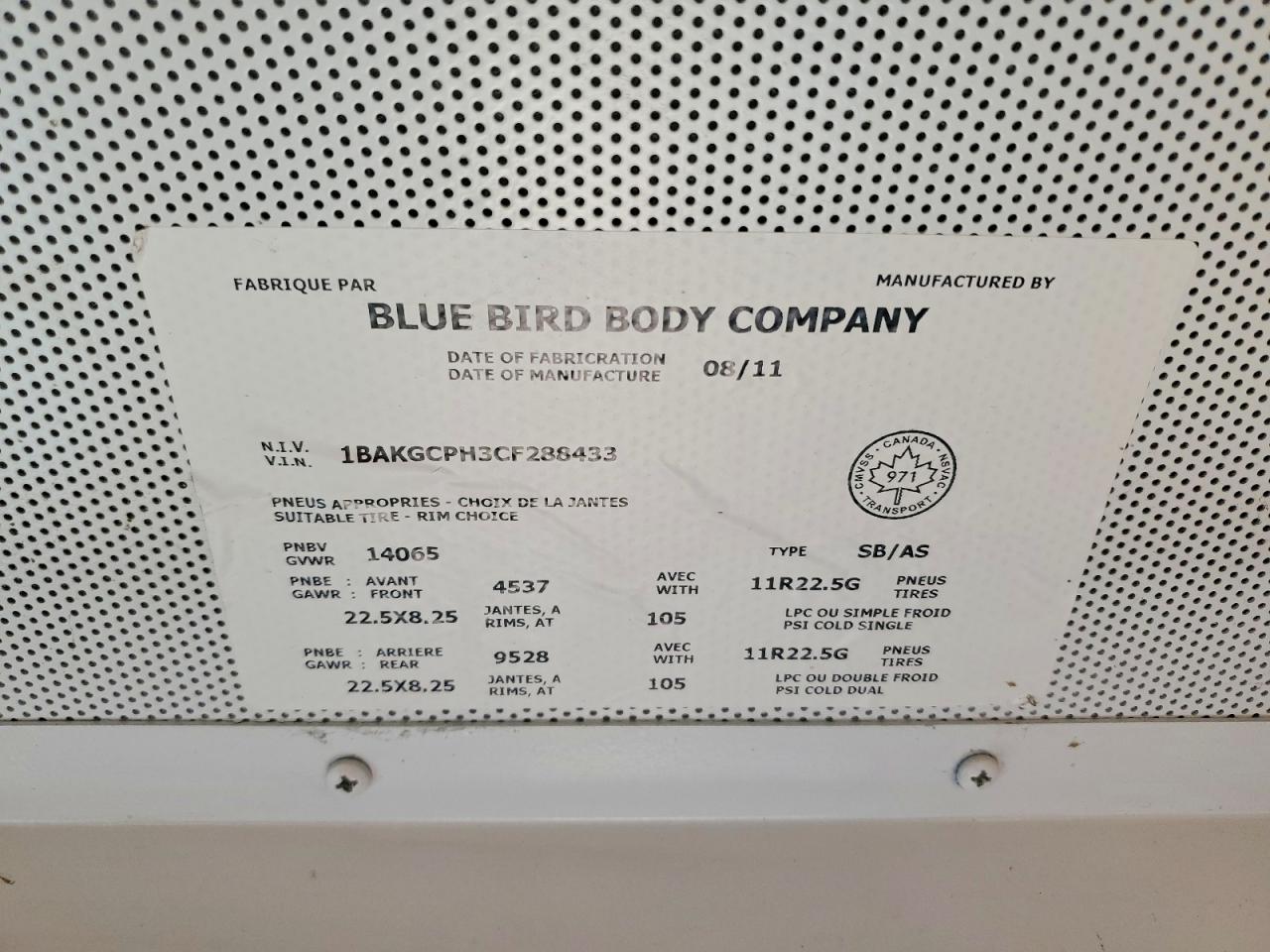 2012 BLUEBIRD SCHOOL BUS