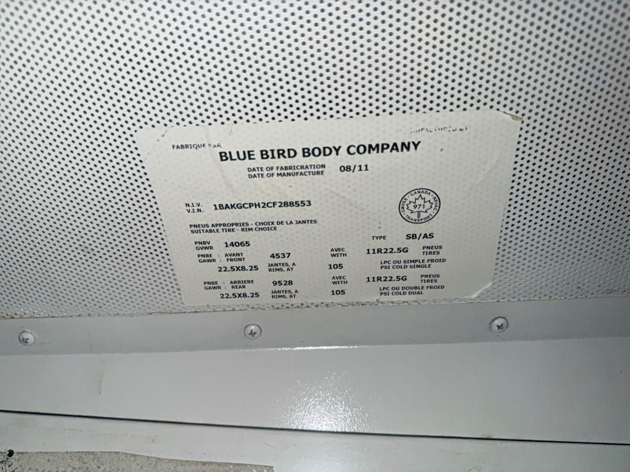 2012 BLUEBIRD SCHOOL BUS