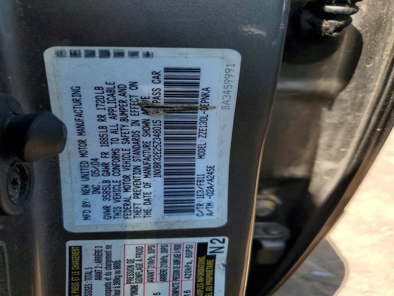 2005 TOYOTA COROLLA