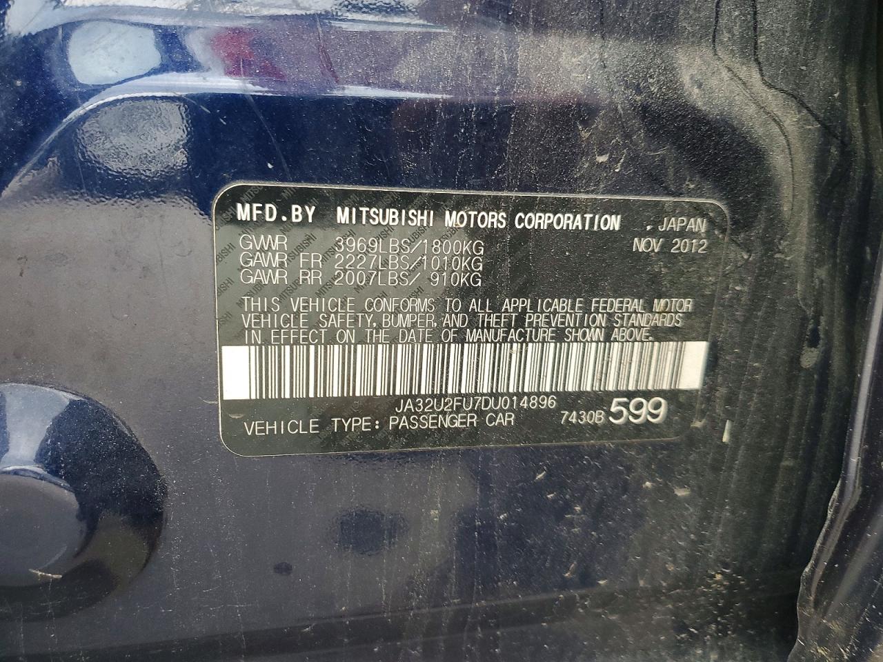 2013 MITSUBISHI LANCER