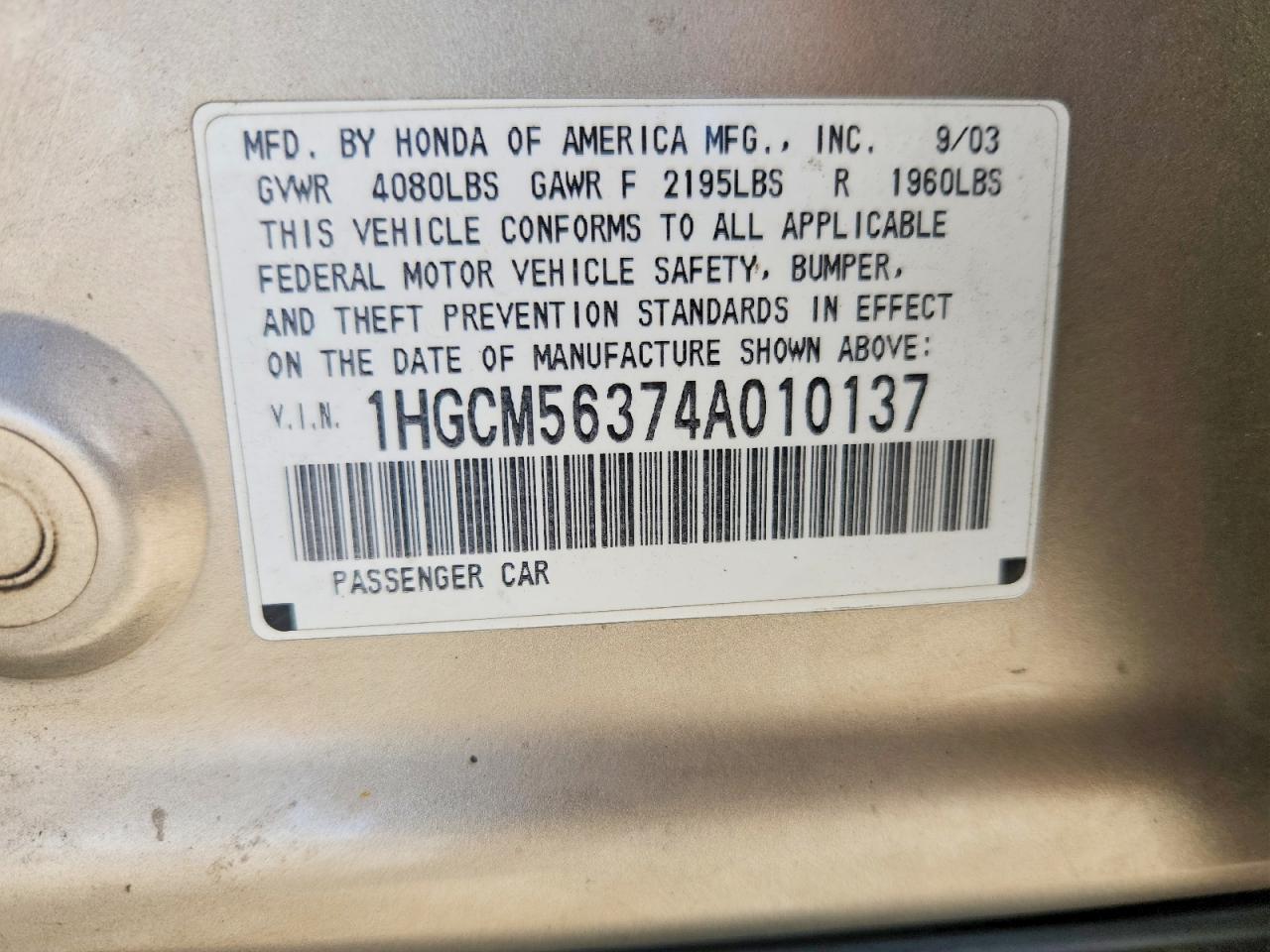 2004 HONDA ACCORD