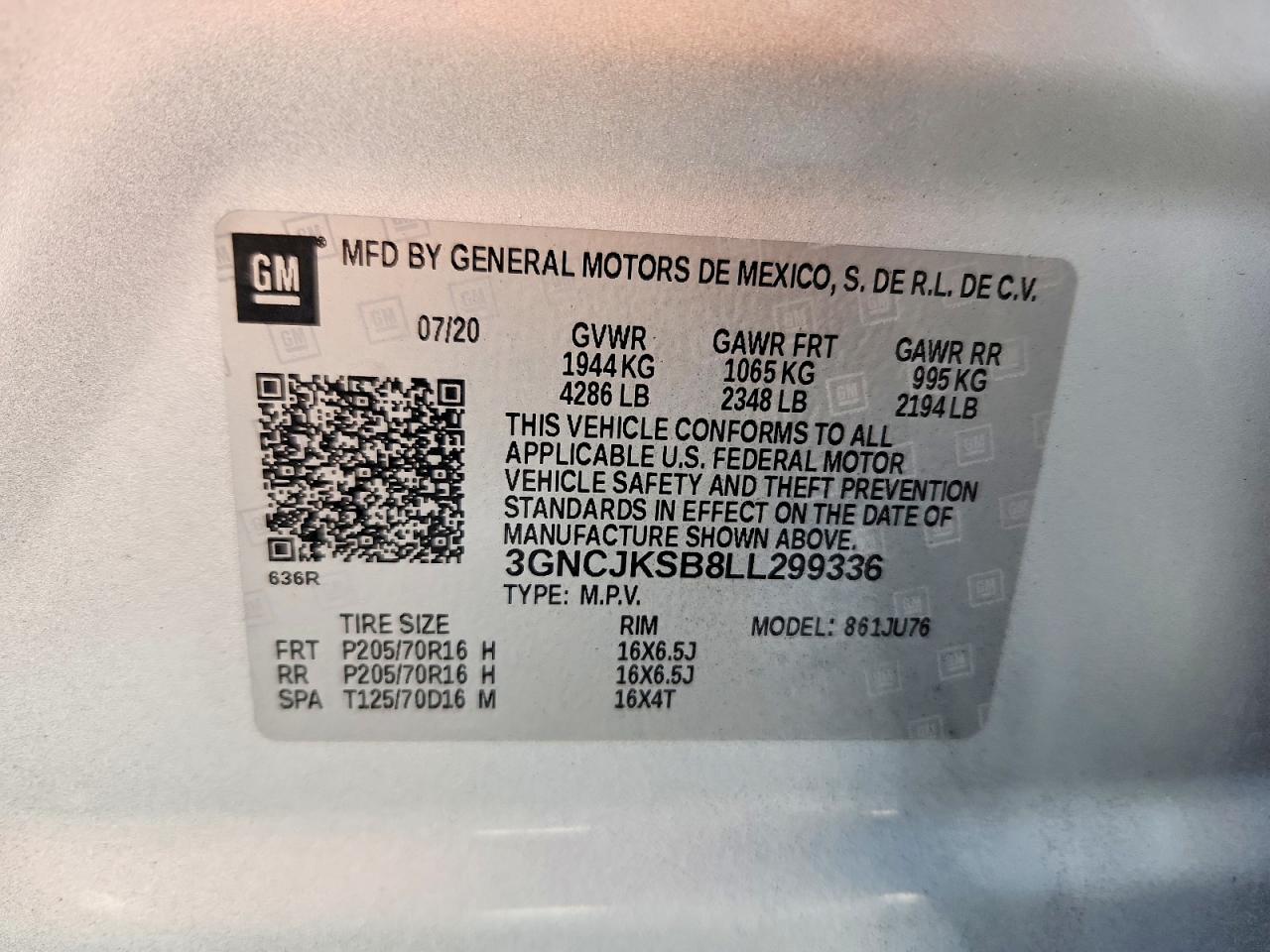 2020 CHEVROLET TRAX