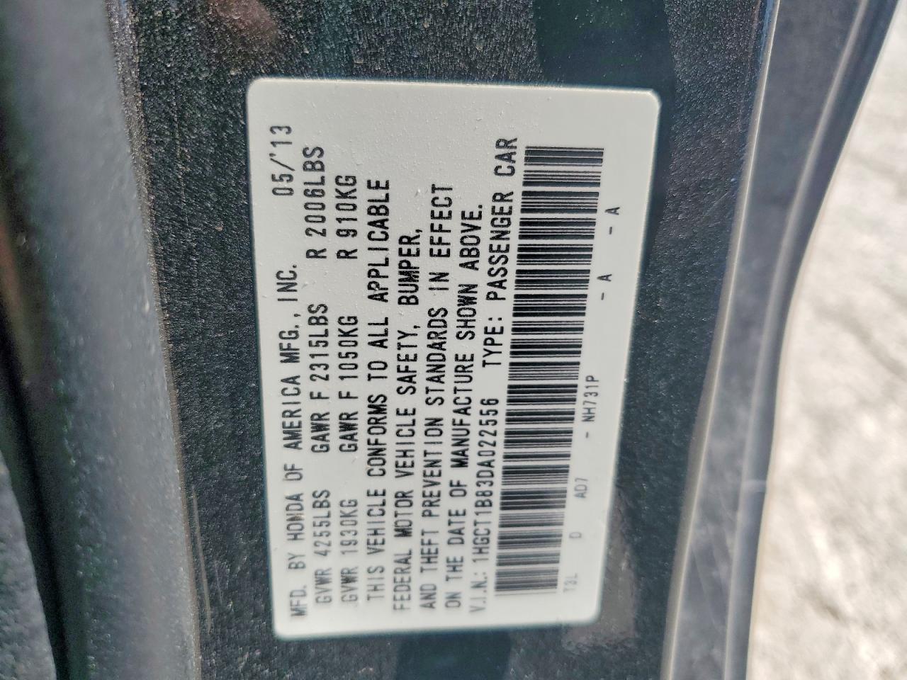 2013 HONDA ACCORD