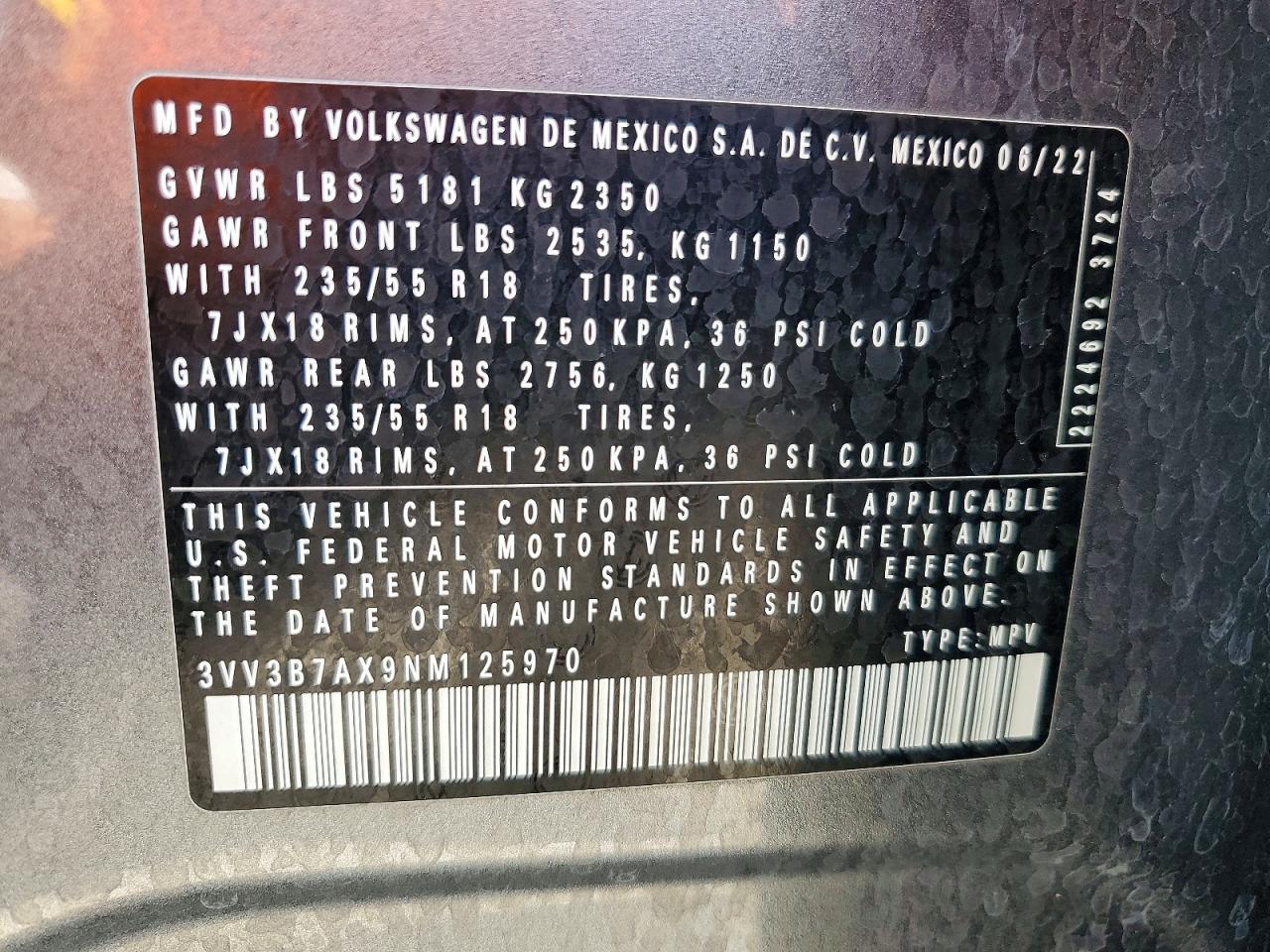 2022 VOLKSWAGEN TIGUAN