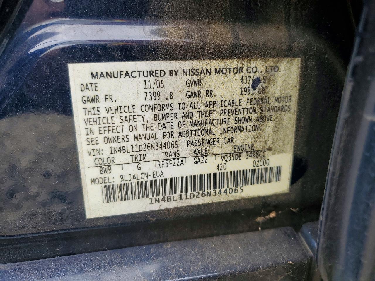 2006 NISSAN ALTIMA
