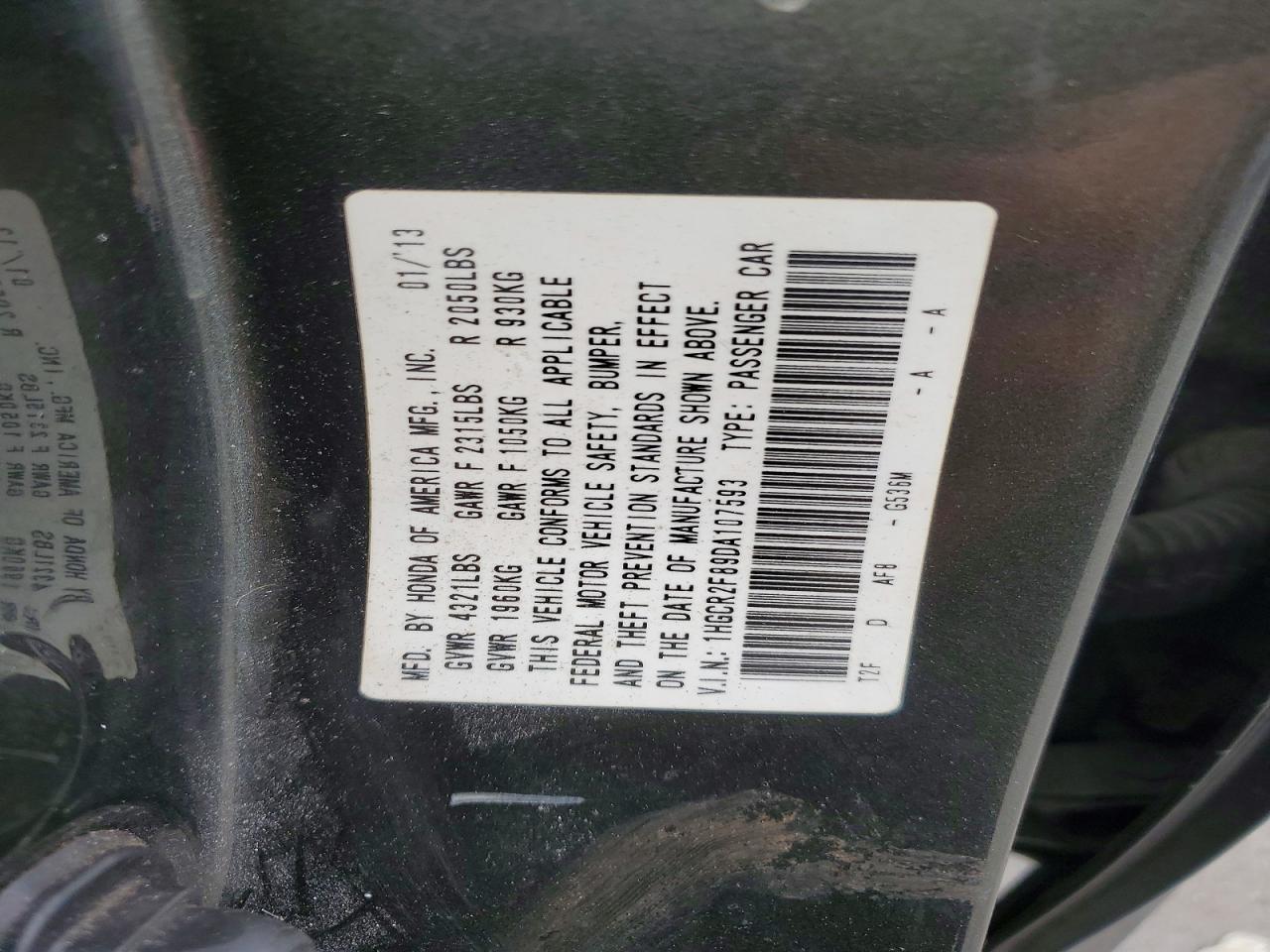 2013 HONDA ACCORD
