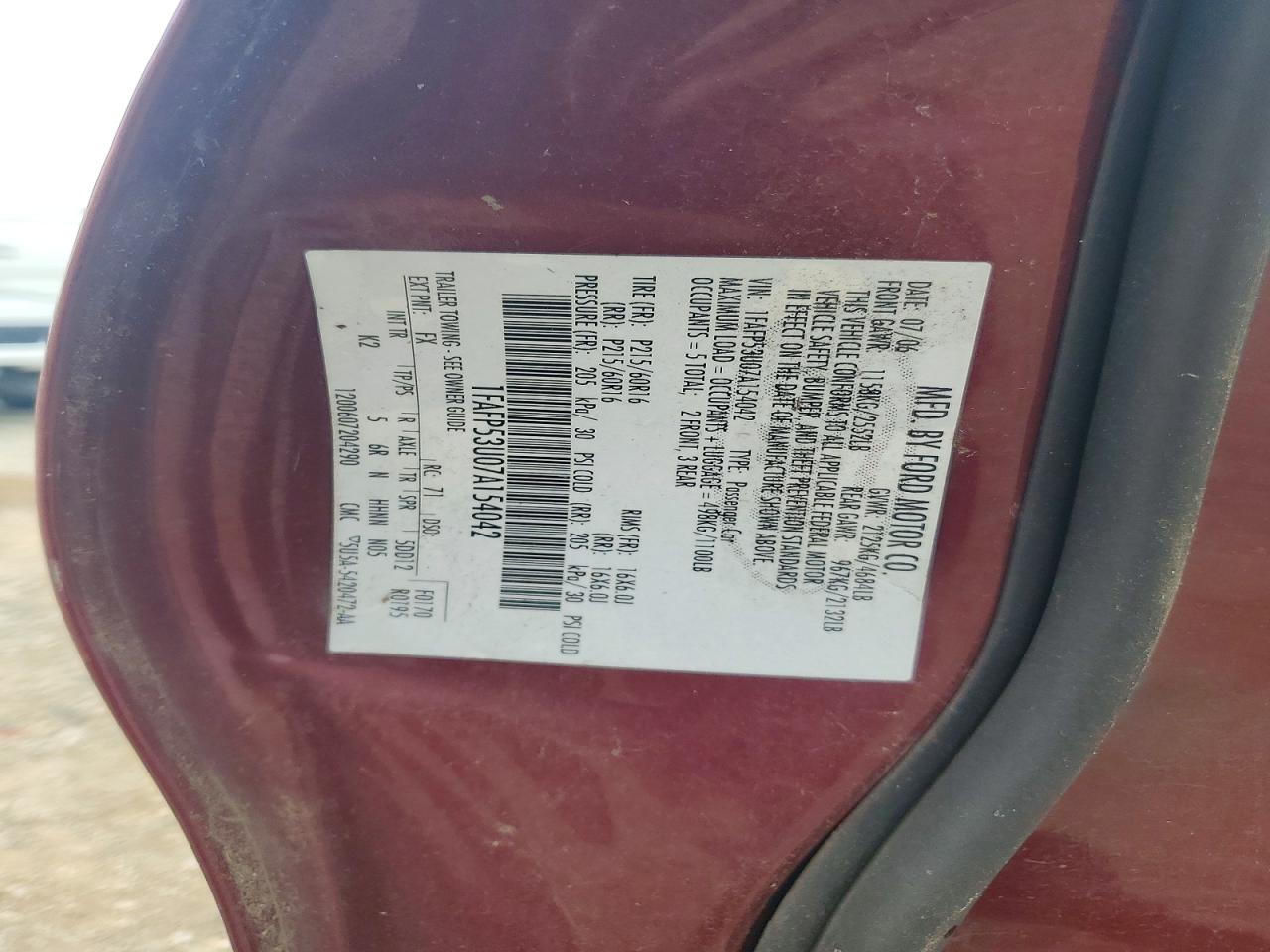 2007 FORD TAURUS