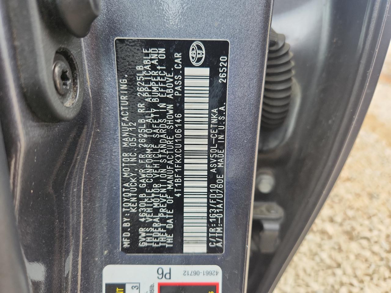 2012 TOYOTA CAMRY