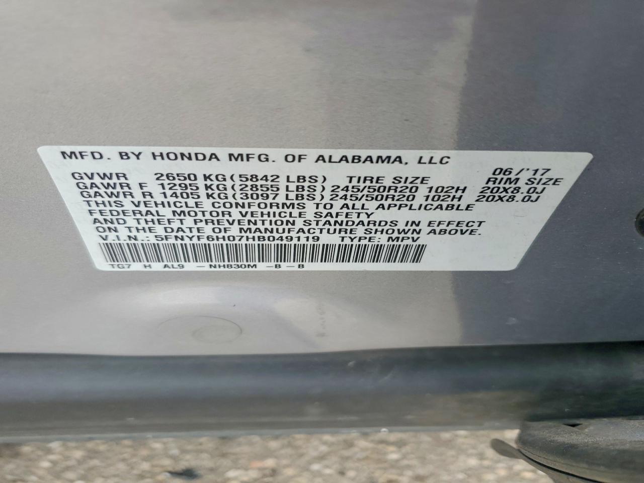 2017 HONDA PILOT