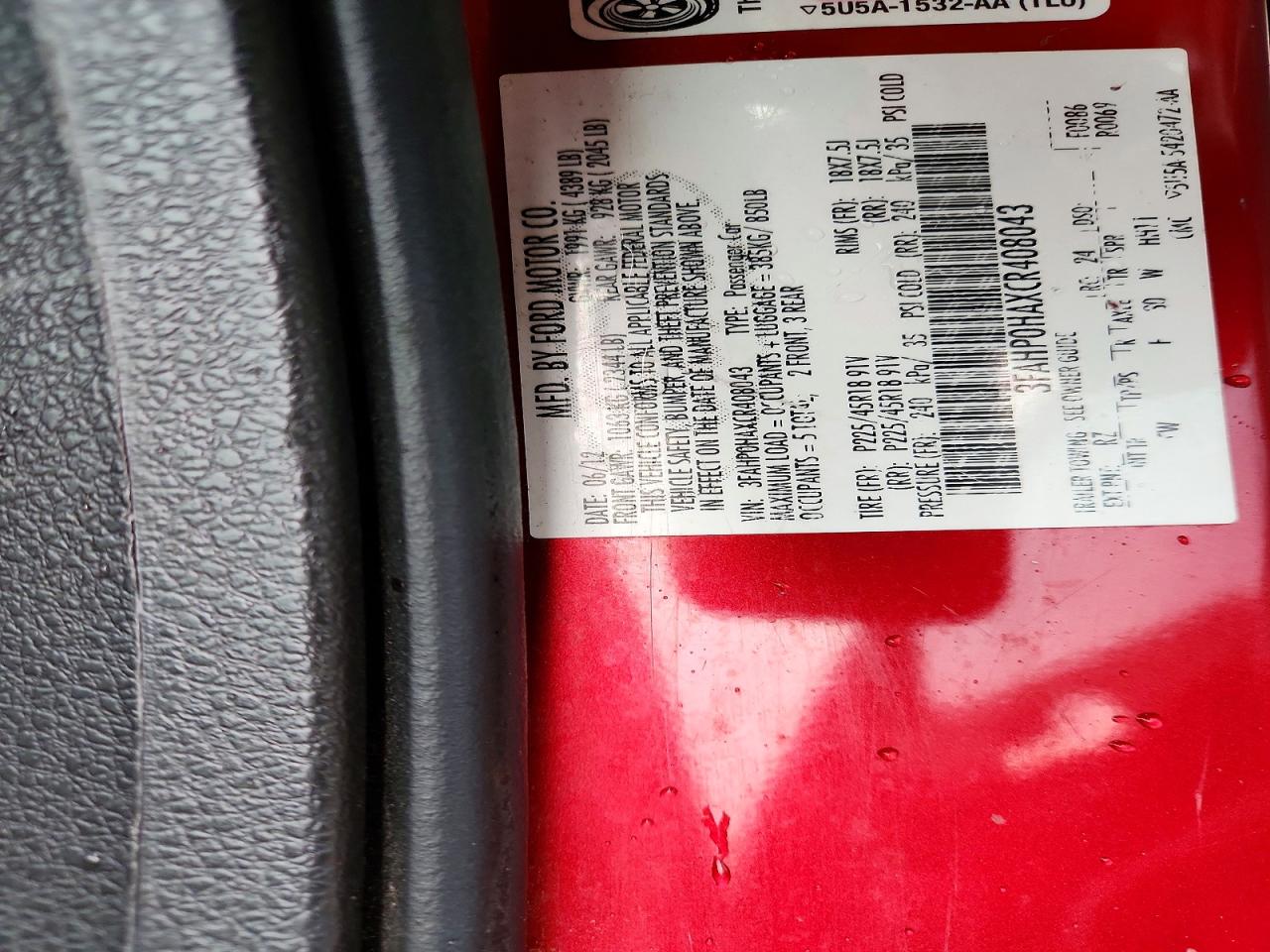 2012 FORD FUSION