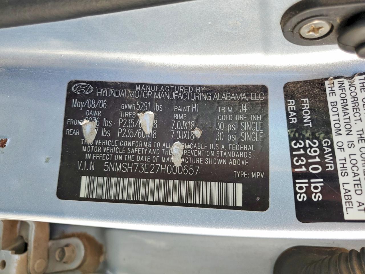 2007 HYUNDAI SANTA FE