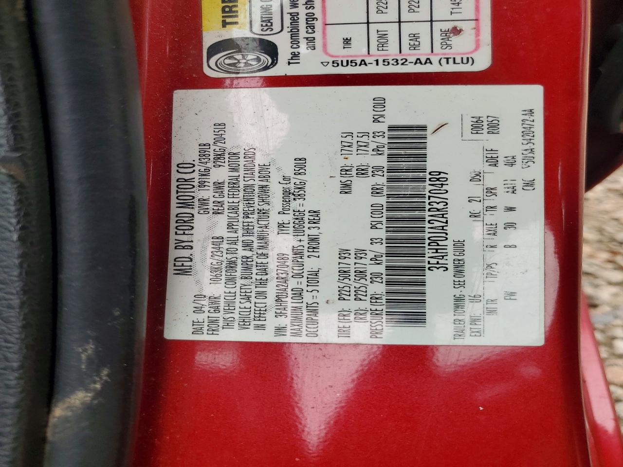 2010 FORD FUSION